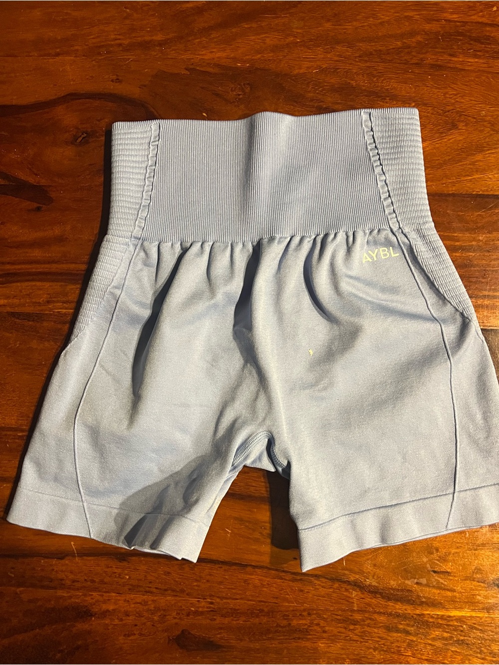 AYBL Ribbed High-Waist Bike Shorts in Light Blue